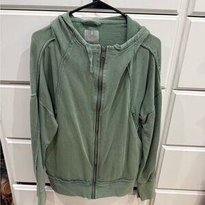 Free People  Sage Green Zip-Up Hoodie